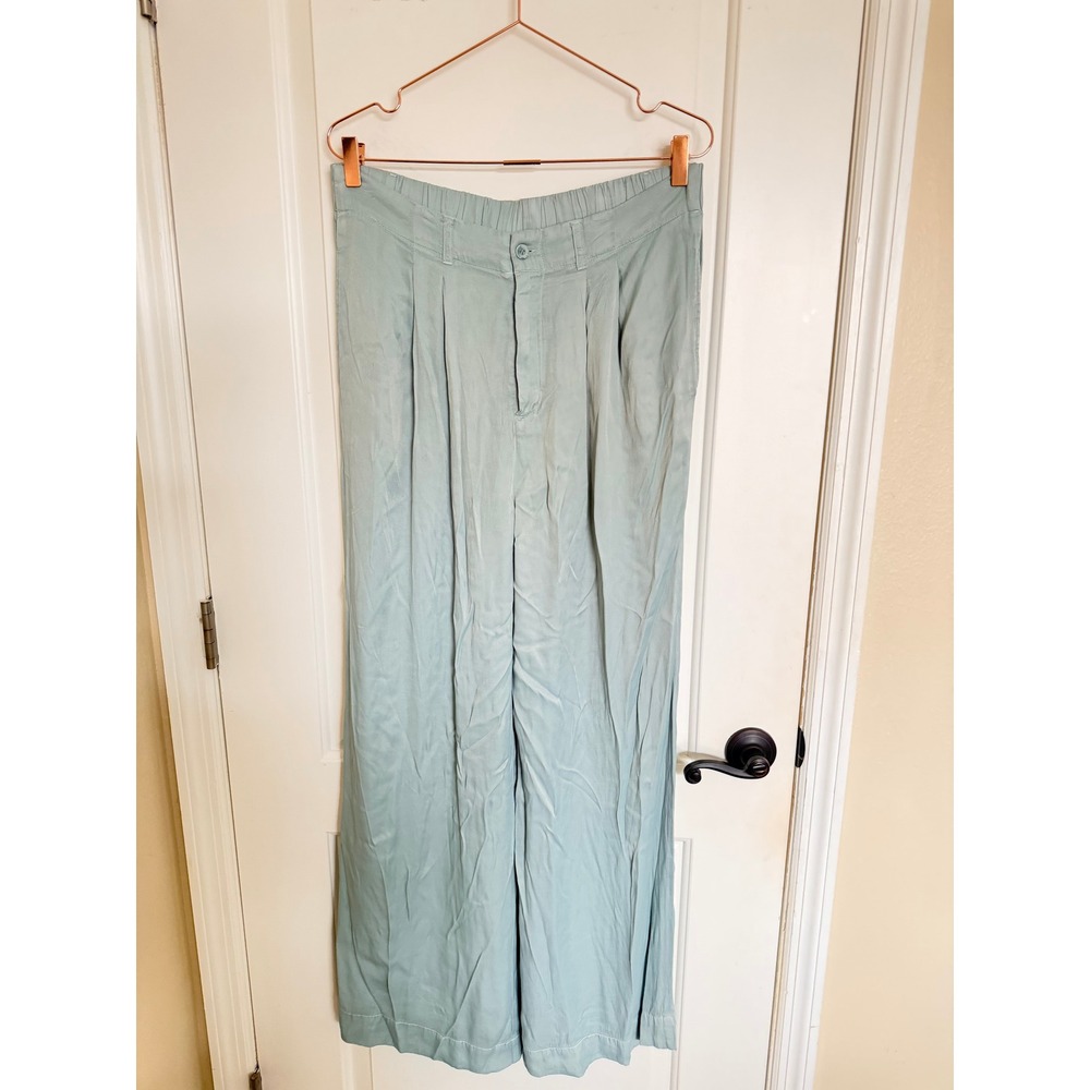 Cloth & Stone Pants Womens Wide Leg Medium Sage Green Pleated Viscose